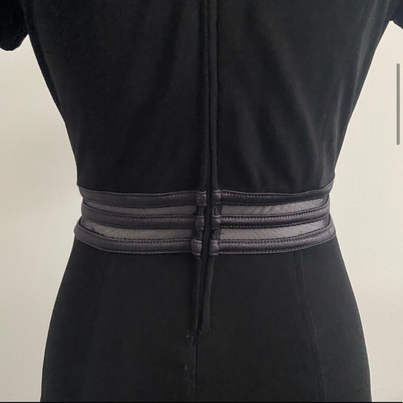 Tadashi Shoji Mesh Panel Black Full Length Dress - Picture 5 of 11